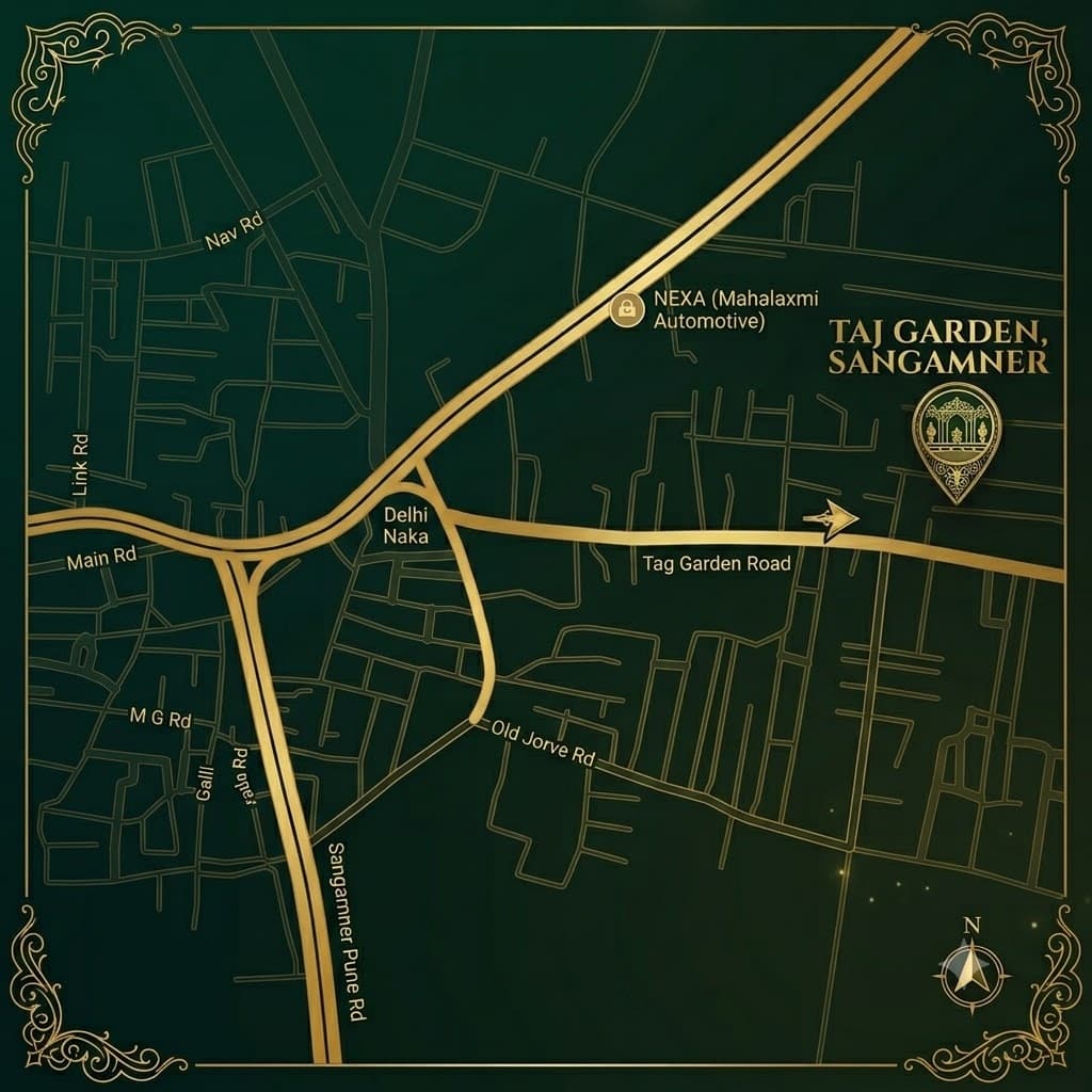 Taj Garden Sangamner Route Map